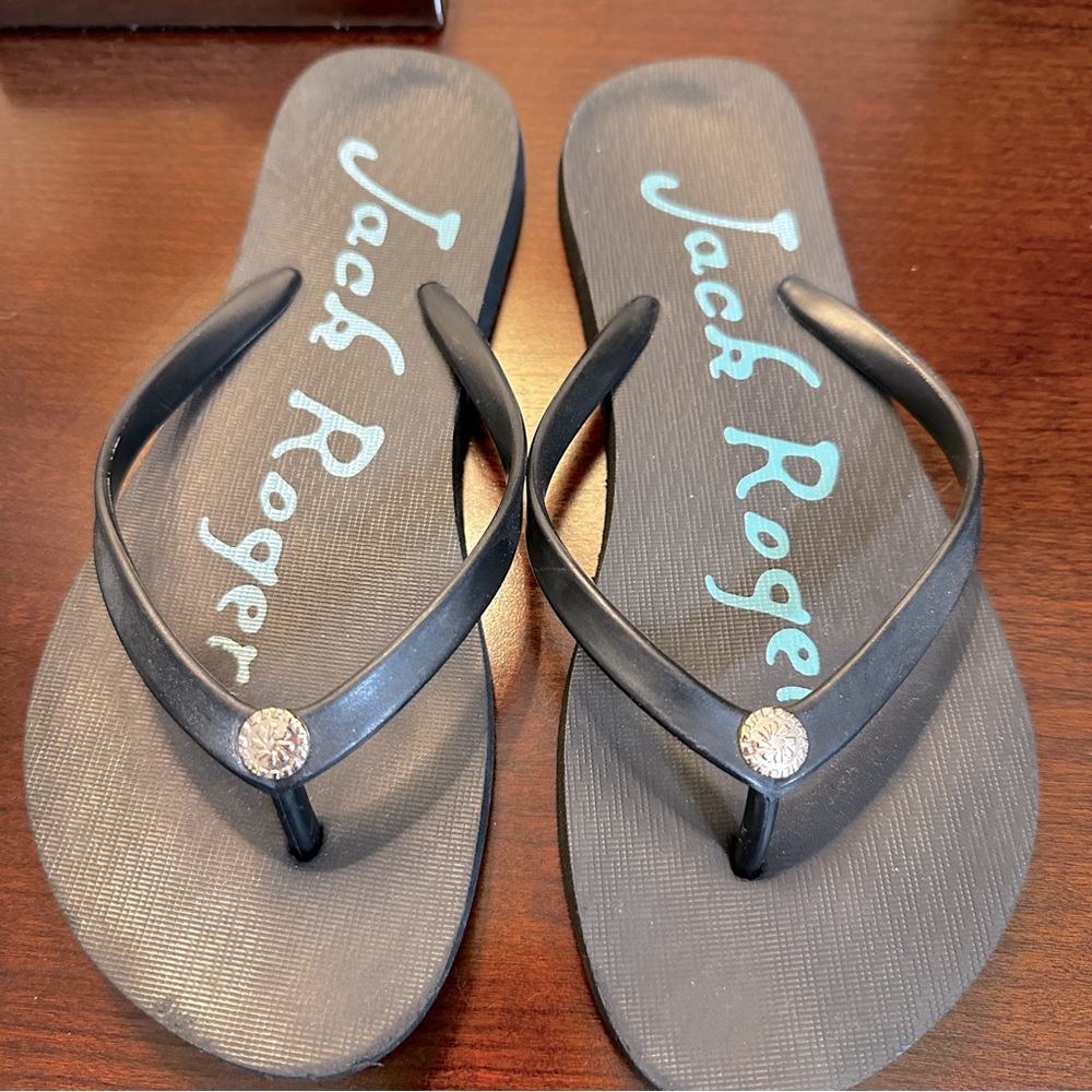 Jack Roger's Black & Silver Flip-Flops Sz 6.5